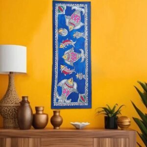 Handmade Colorful Madhubani Multiple Fish Vertical Painting