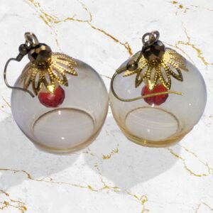 Handmade Firozabad Glass Clear Globe Dangle Drop Earrings
