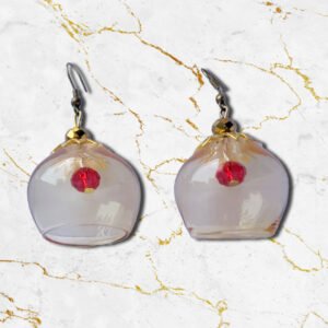 Handmade Firozabad Glass Clear Globe Dangle Drop Earrings