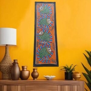 Handmade Madhubani Fish Painting Vertical Wall Art