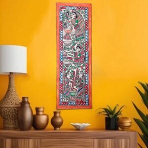 Handmade Madhubani Painting Village Women Grinding Grain Unframed