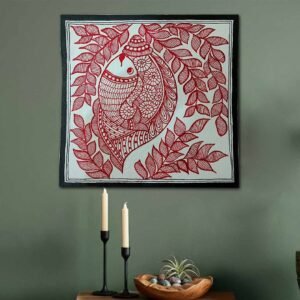 Kachni Crimson Fish Madhubani Folk Art Painting