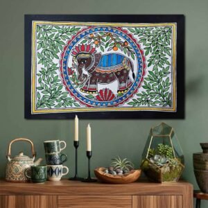 Madhubani Gajraj Elephant Wall Art Indian Folk Painting