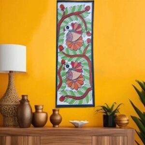 Mithila Folk Art Painting Stylized Birds and Branches