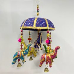 Rajasthan Kathputli Elephant Jhumar – Blue