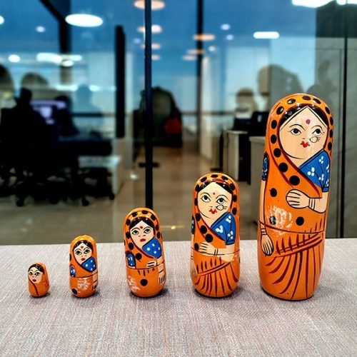 Varanasi Wooden Hand Painted Nesting Doll Set of 5 Multicolor